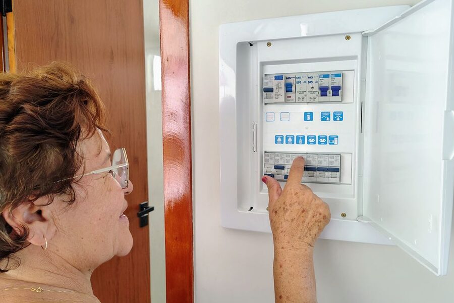 Homeowner at the electrical panel